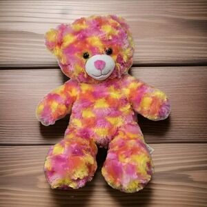 Build A Bear Workshop Sun Sparkle Teddy 17" Stuffed Plush Toy Pink Orange Yellow